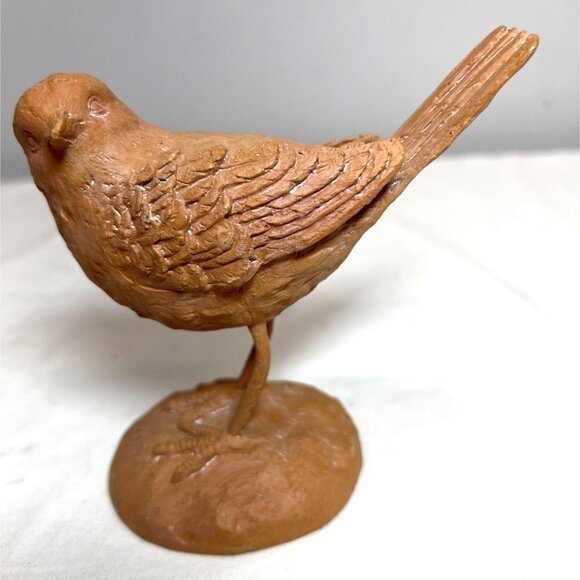 Handcrafted Clay Bird Sculpture On Stand - Picture 1 of 4
